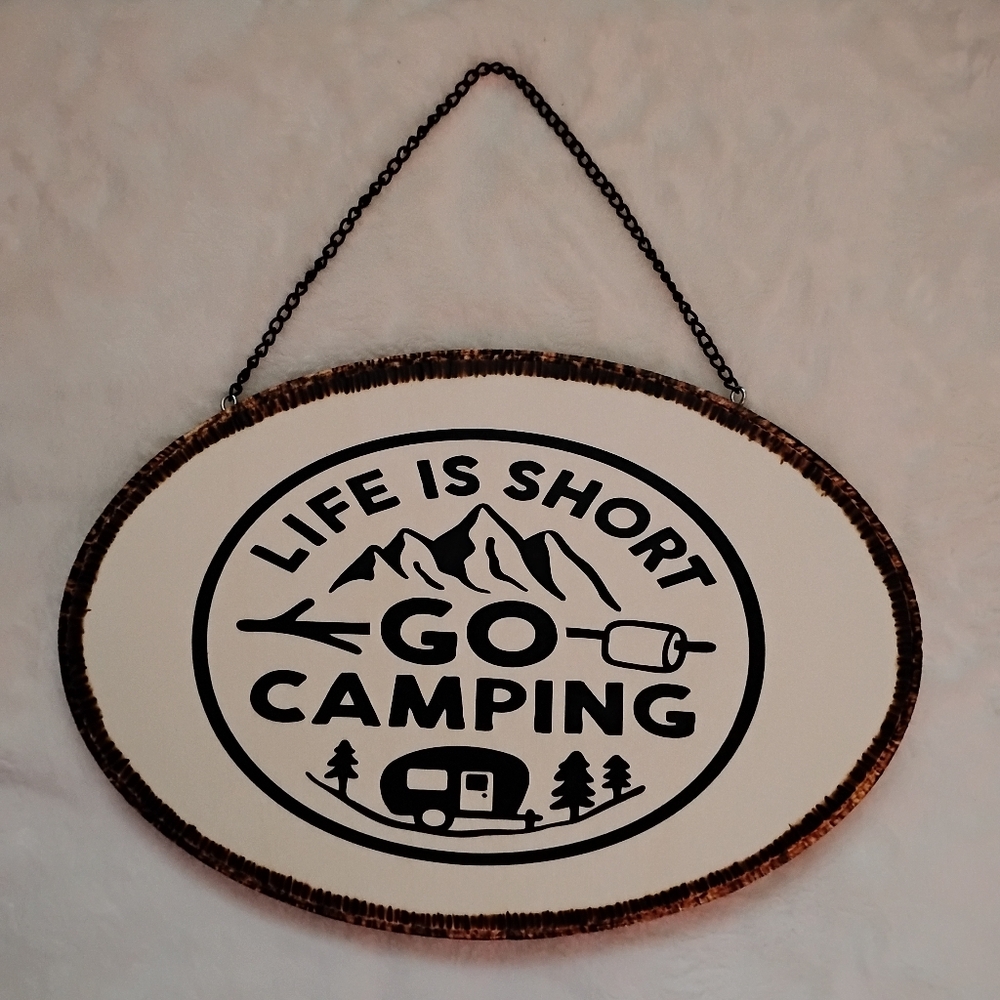 Camping Wall Sign with Chain